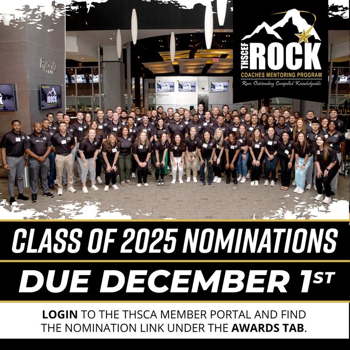 THSCAcoaches's tweet photo. #ROCKmentoring is looking for our Class of 2025!💫 Nominate a first through fifth year coach before 12/1/24. This is our best opportunity to grow our own & keep coaches in this profession!
Show us the ROCK-stars on your campus & let's help coaches help kids➡️ https://t.co/N4TJjtyqjr