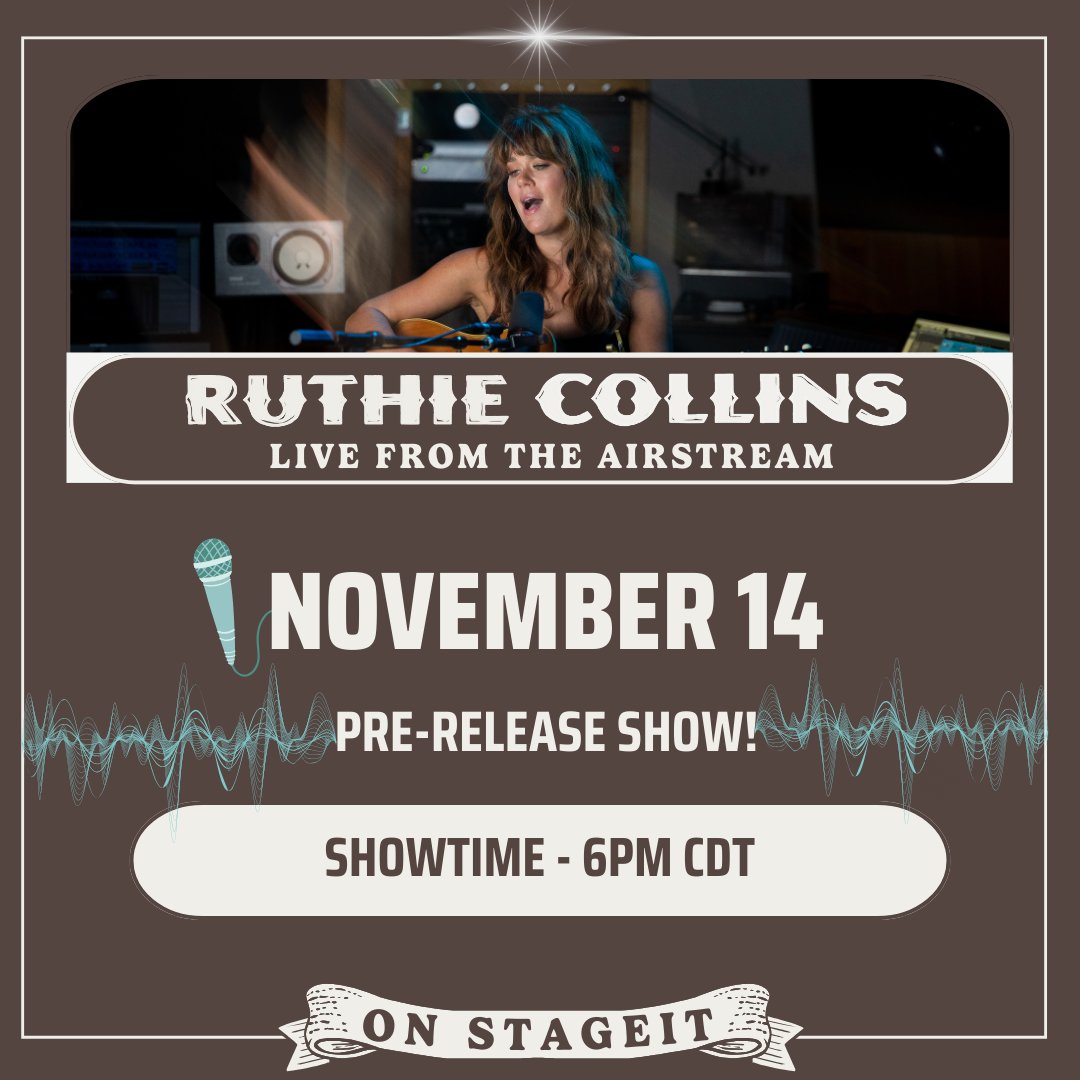 My loves! I’m so thrilled invited to the “Barefoot No Fences” pre-release party on @stageit 🤩! Whether you’ve been on StageIt since this summer or it’s new to you, this is a show you won’t want to miss 💕! So excited to celebrate with you 🥳 stageit.com/ruthie_collins…