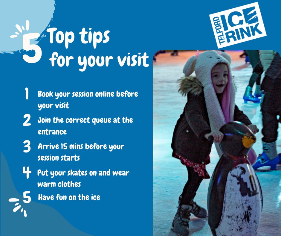 With lots of Christmas 2024 events on ice next month follow our top tips to fast track your visit!  
🔵 Book online to guarantee your space 
🔵 Join the correct queue at the entrance 
🔵 Arrive around 15 mins before your session starts, ready to put your skates on!