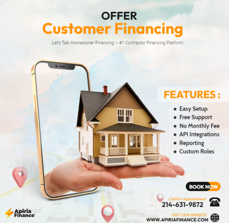 apiriafinance's tweet image. Boost Your Business by Offering Financing! 💸 When you provide financing options, you open the door to more clients, faster project approvals, and bigger sales. Don’t let budget be a barrier—let Apiria Finance help you grow! #BusinessGrowth #ClientFinancing #ApiriaFinance