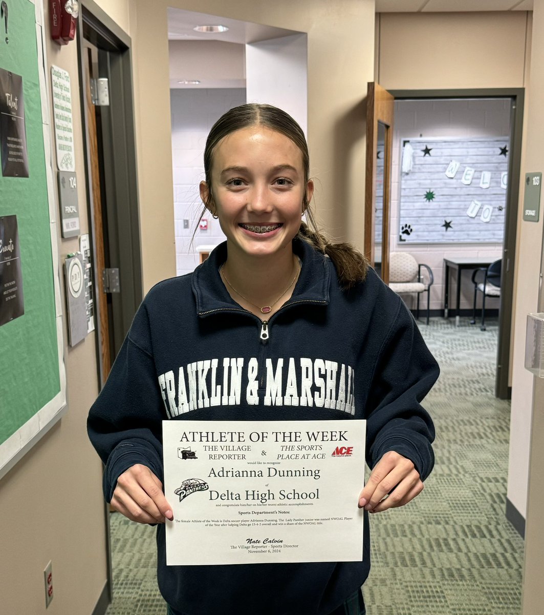 Congratulations to Adrianna Dunning for being selected as the Village Reporter Athlete of the Week!