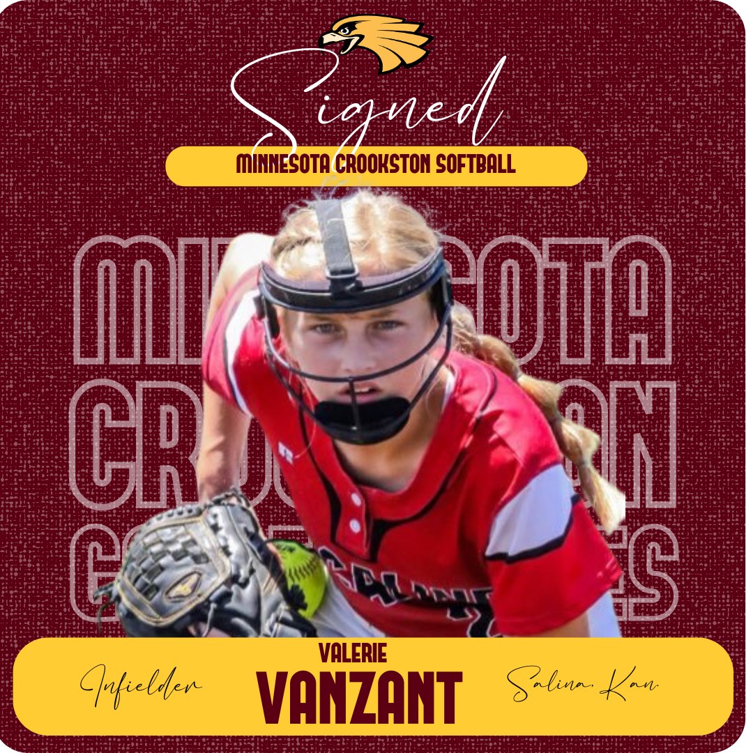 Golden Eagle Sports (@umncrookstonath) on Twitter photo Welcome to the Golden Eagle Family Valerie Vanzant (MIF, 5-6, Salina, Kan./Salina Central H.S.). Valerie will play for the <a href="/UMCrookstonSB/">Minnesota Crookston Softball</a> team. She has been an All-Conference player for her high school squad.
#WingsUp Welcome to the Golden Eagle Family Valerie Vanzant (MIF, 5-6, Salina, Kan./Salina Central H.S.). Valerie will play for the <a href="/UMCrookstonSB/">Minnesota Crookston Softball</a> team. She has been an All-Conference player for her high school squad.
#WingsUp