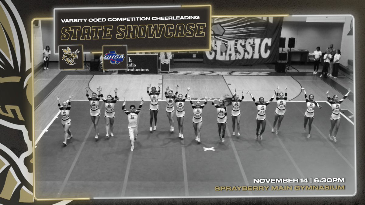 STATE SHOWCASE!  See you tomorrow on the Main Gym!! 
🖤💛🐝📣
#WEBLEEDGOLD #110for100 
#shspositiveposting #wearesprayberry