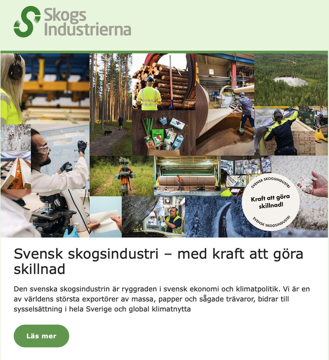 LarsHLaestadius's tweet photo. Ur dagens epost.

Jag upphör inte att förundras över att Skogsindustrierna inte nämner sin stora folknytta.

Om inte folk behövde böcker och tidningar, trähus och betongformar, hygienprodukter, förpackningar, mm skulle vi knappast ha något skogsbruk.

En blind fläck! https://t.co/vBvrTbnPBw