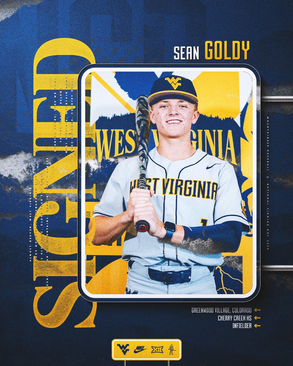 𝓢𝓲𝓰𝓷𝓮𝓭 ✍️

Welcome to Morgantown, Sean!

#HailWV | <a href="/SeanGoldy5/">S E A N G O L D Y</a>