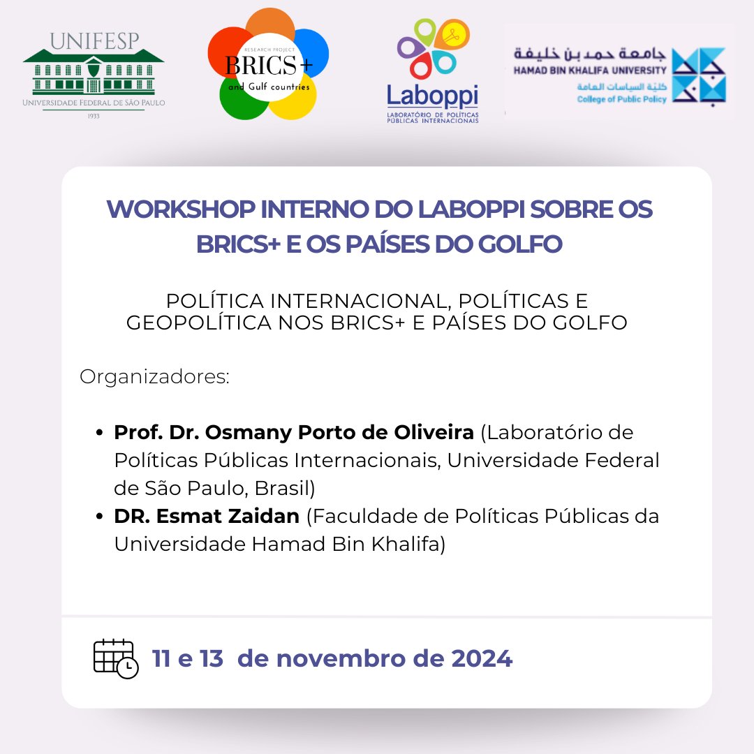 laboppi's tweet photo. 🗺️Esta semana, tivemos um workshop interno do Laboppi sobre o BRICS+ e os Países do Golfo!
Com organização do Prof. Dr. Osmany Porto e da Dra. Esmat Zaidan os membros do Laboppi tiveram a oportunidade de se aprofundar nas dinâmicas das políticas internacionais e da geopolítica. https://t.co/gXO9FRGT8a