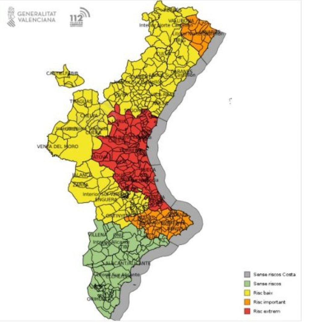VOSTcvalenciana's tweet photo. 🔴 El Centro de Coordinación de Emergencias #CCE de la @Generalitat actualiza las alertas por Fenómenos Meteorológicos Adversos por fuertes #lluvias 
🔴 Nivel ROJO en todo el litoral de #Valencia.
🟠 Nivel NARANJA en litoral Norte de #Castellón y litoral Norte de #Alicante.
🟡 Nivel AMARILLO en el resto de las provincias de Castellón y Valencia. 
⚠️ Siga la información en:
@GVA112 
@apunt_media @apuntnoticies 
@AEMET_CValencia