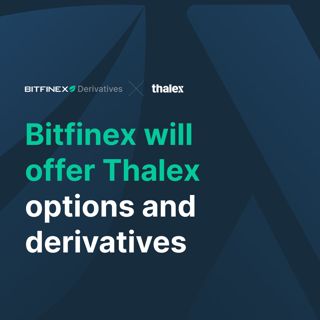 bitfinex's tweet photo. Thalex x Bitfinex Derivatives: This integration gives Bitfinex Derivatives customers direct access to a full range of Thalex options and futures.

Discover new levels of trading flexibility with @ThalexGlobal.

Learn more: 
https://t.co/o5JXOqiBK2 https://t.co/OFU8Ggnsqh