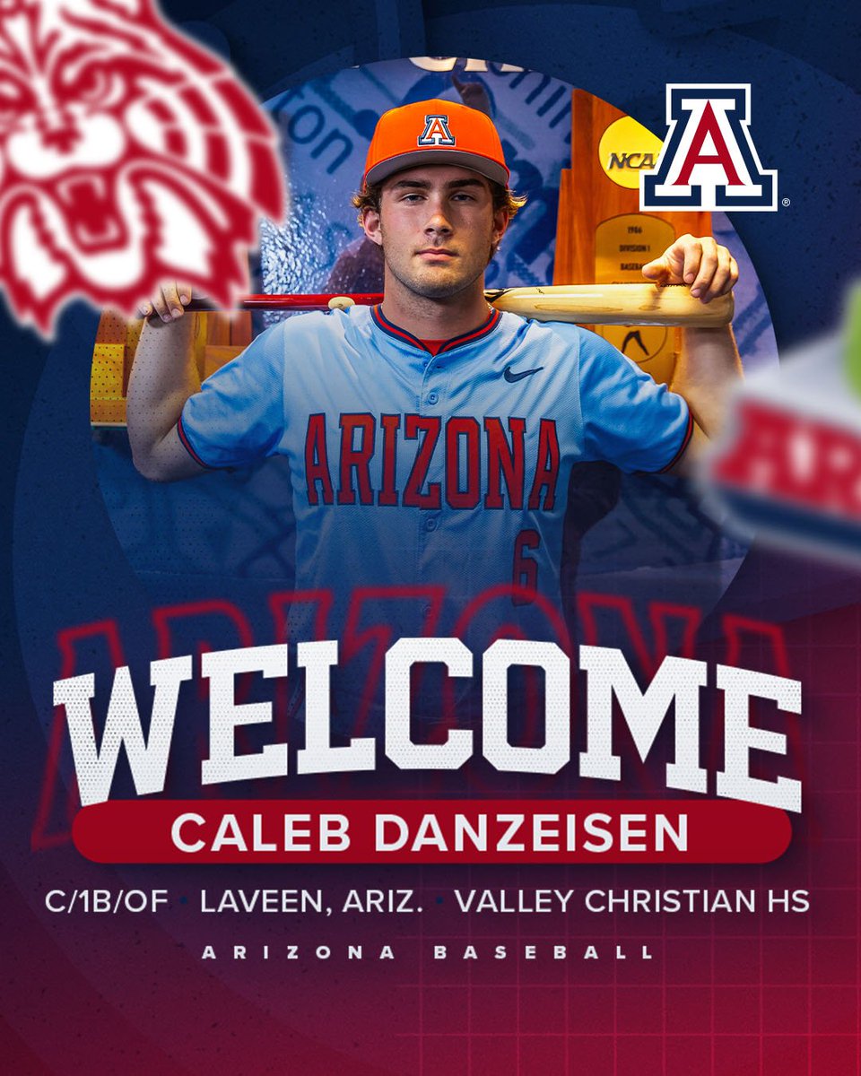 ArizonaBaseball's tweet photo. 𝑾𝒆𝒍𝒄𝒐𝒎𝒆, 𝑾𝒊𝒍𝒅𝒄𝒂𝒕‼️

@CalebDanzeisen, a power bat and top ten prospect in Arizona, is Tucson bound! ✍️ https://t.co/pByuicQrHX