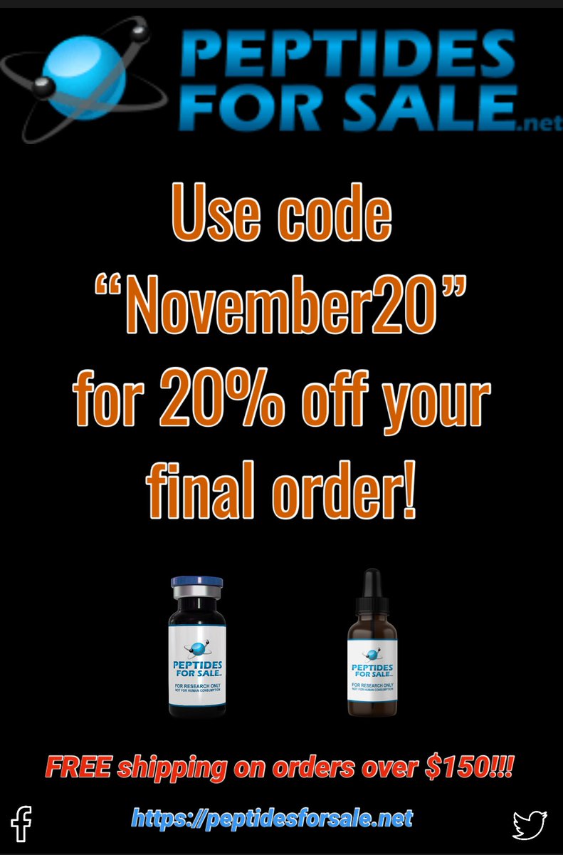 November is racing by and we want to have a sale to slow it down! 💨

Use code “November20” for 20% off your final order! Sale ends Sunday, November 17th @ 11:59PM EST! ⏳

peptidesforsale.net 🕸️

#peptidesforsale #pepsforsale #semaglutide #peptide #peptides #USApeptides #USA