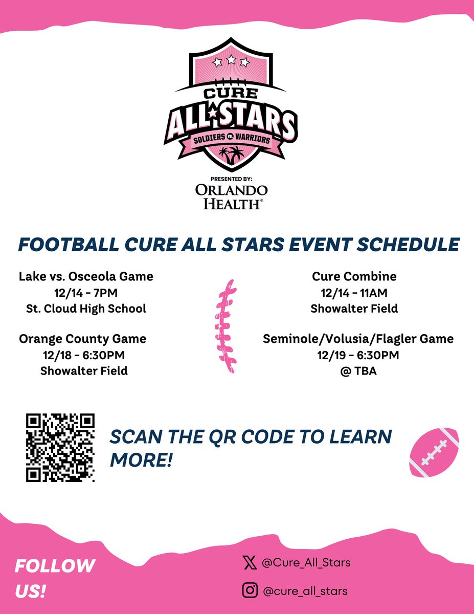 Orlando Health Cure All Stars (@cure_all_stars) on Twitter photo The Orlando Sports Foundation is excited to announce our <a href="/orlandohealth/">Orlando Health</a> Cure All Stars Football Event Schedule for Fall 2024!
Tickets are available now at the link in our bio! The Orlando Sports Foundation is excited to announce our <a href="/orlandohealth/">Orlando Health</a> Cure All Stars Football Event Schedule for Fall 2024!
Tickets are available now at the link in our bio!