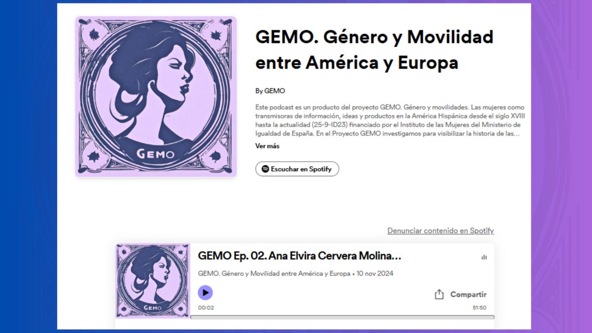Proyecto GEMO. Género y movilidades. (@proyectogemo) on Twitter photo 🌟Nos hace mucha ilusión escuchar nuestras voces en la intro del #podcast <a href="/proyectogemo/">Proyecto GEMO. Género y movilidades.</a>😊Nuestros colegas <a href="/ChicharroMR/">Manuel Ramírez Chicharro</a> y <a href="/PedroCarrillo/">Pedro Carrillo</a>, miembros de #proyectogemo y creadores del Podcast, han realizado un trabajo maravilloso👏.
📻 Sigue el Ep. 02 #GEMO👇
podcasters.spotify.com/pod/show/gemo8… 🌟Nos hace mucha ilusión escuchar nuestras voces en la intro del #podcast <a href="/proyectogemo/">Proyecto GEMO. Género y movilidades.</a>😊Nuestros colegas <a href="/ChicharroMR/">Manuel Ramírez Chicharro</a> y <a href="/PedroCarrillo/">Pedro Carrillo</a>, miembros de #proyectogemo y creadores del Podcast, han realizado un trabajo maravilloso👏.
📻 Sigue el Ep. 02 #GEMO👇
podcasters.spotify.com/pod/show/gemo8…