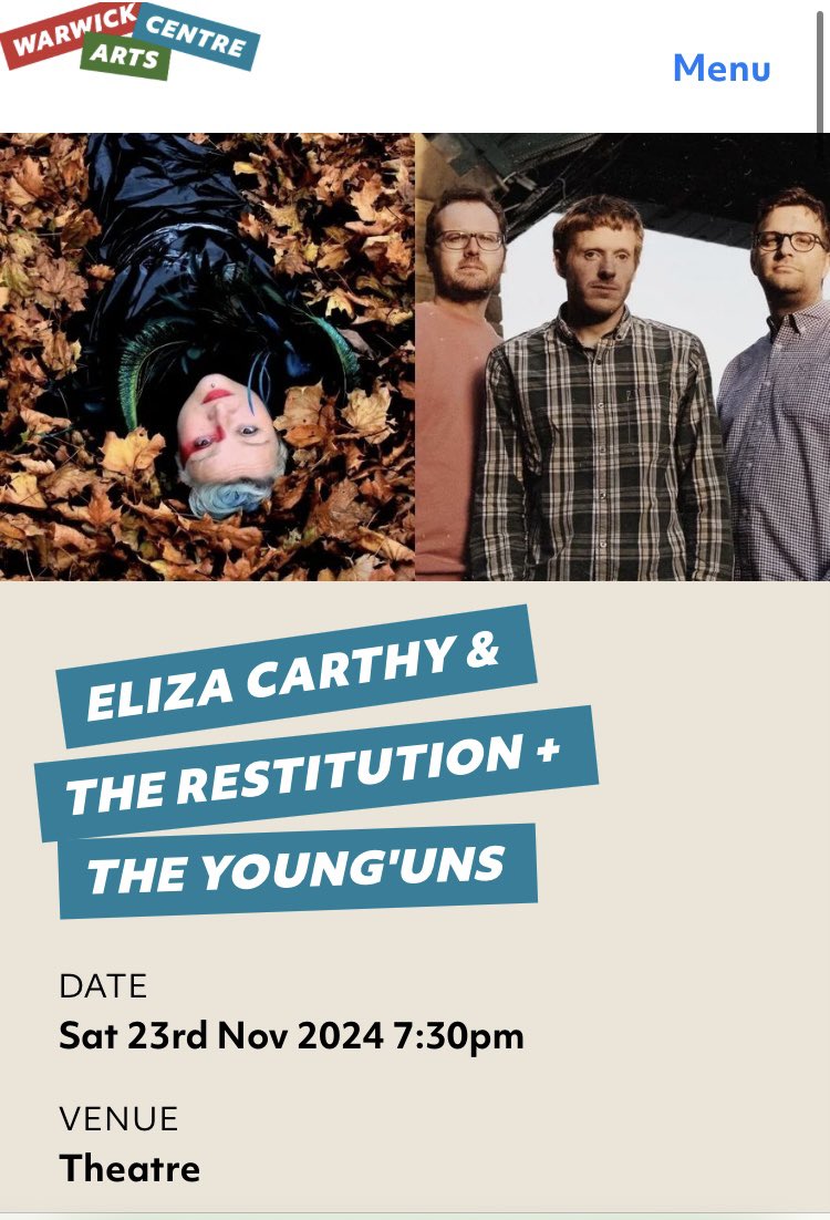 theyoungunstrio's tweet photo. Next up for us #RebelswithaCause special double header us and @elizacarthy to mark 50years of @warwickarts 23.11 7.30pm https://t.co/7fb3wO4Ccl