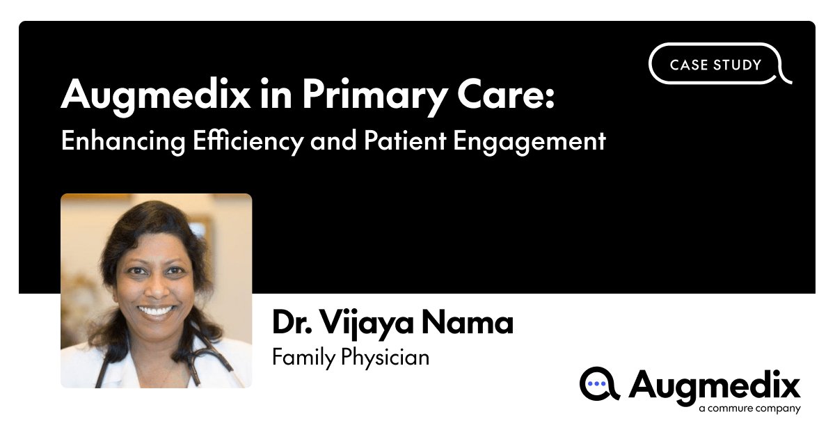 augmedix's tweet photo. Discover how Dr. Vijaya Nama, a dedicated family physician, transformed her practice with Augmedix Go. By streamlining documentation and reclaiming up to 90 minutes each day, she’s now able to focus more on patient care, and enjoy more family time: https://t.co/d8PNOOUGSw https://t.co/5Z20HN5LJs