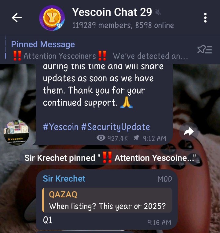<a href="/Yescoin_Fam/">Yescoin</a> <a href="/Yescoin_Fam/">Yescoin</a> I'm asking again. Please confirm if this is true cos one of your MODs announced that listing will take place Q1 next year. Please confirm if it's a true or false statement.