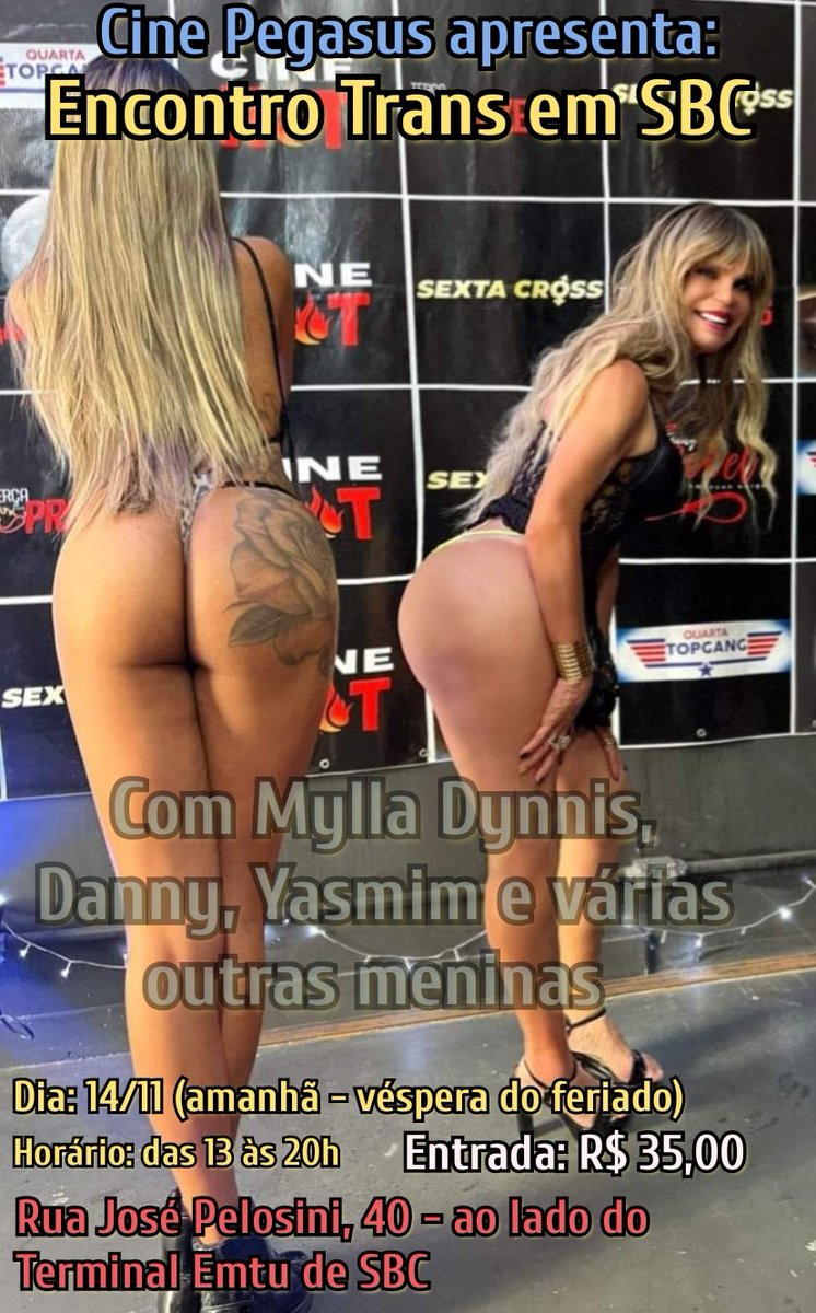 MDynnis's tweet photo. Não percam a sensacional festa Trans amanhã no Cine Pegasus em São Bernardo do Campo SP. https://t.co/fGXJcDo75F