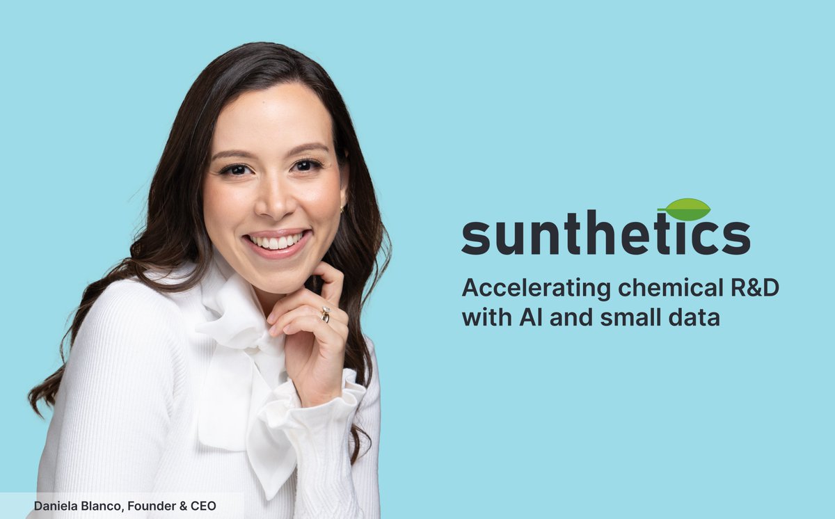 🎉 We are thrilled to partner with CEO &amp; Founder Daniela Blanco and the team at <a href="/SuntheticsML/">Sunthetics</a> to accelerate chemical R&amp;D with AI and small data by participating in their $4M Seed financing round along with <a href="/LattitudeVC/">L'ATTITUDE Ventures</a>, <a href="/Hearst/">HEARST</a> (Level Up Ventures), <a href="/GlobalGoodFund/">The Global Good Fund</a>  (Global Impact
