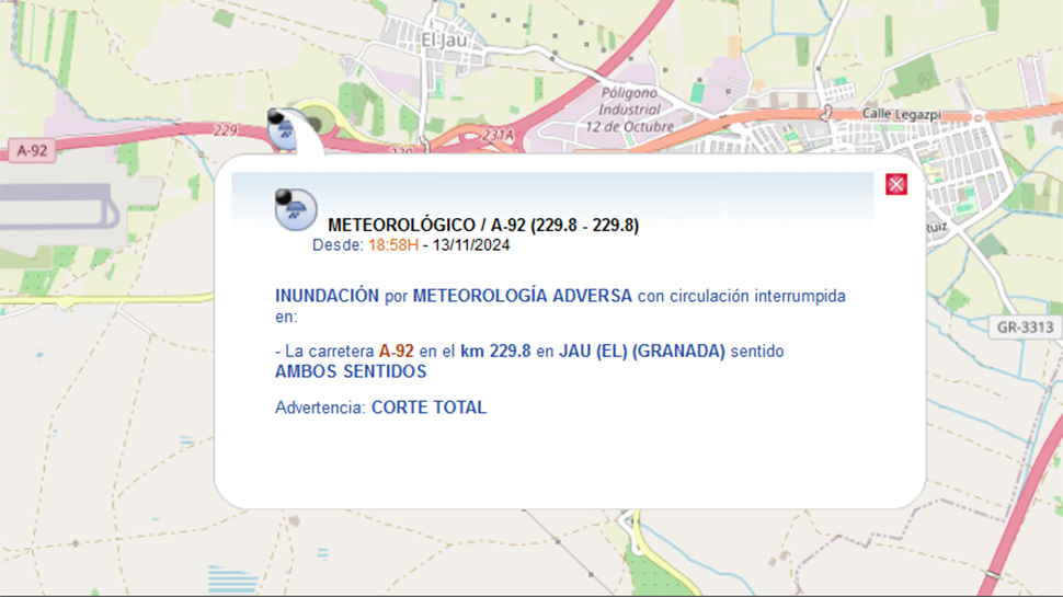 AhoraGranada's tweet image. 🟥#ÚLTIMAHORA🟥 Cortada la A92 en #SantaFe en ambos sentidos por inundación de la vía ahoragranada.com/noticias/corta…