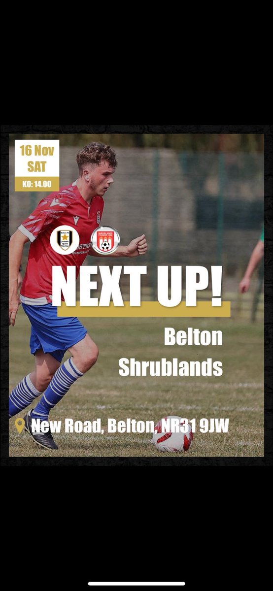 This Saturday the 1st team look to continue this months fine form with another huge local derby. This time we make the short trip to New Road to face 6th placed <a href="/fc_belton/">Belton FC</a>. This should be a cracker 
COYS ❤️🤍💙