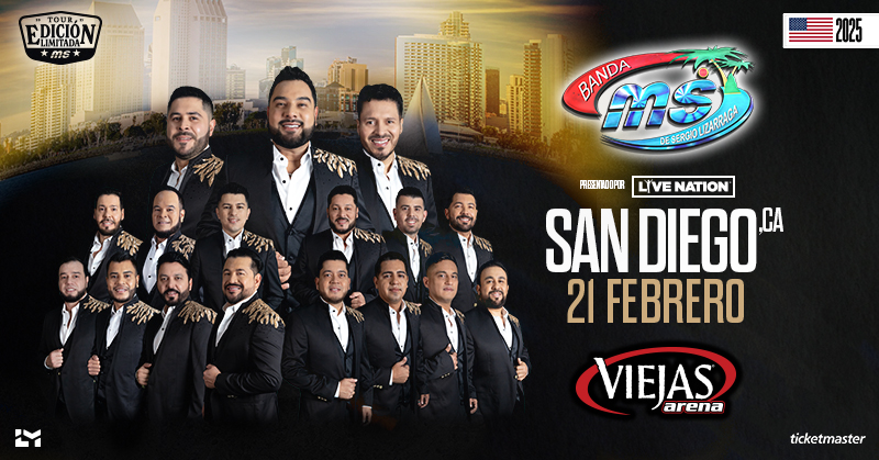 ¡Ya están a la venta los boletos para Banda MS en el Viejas Arena el 21 de febrero con su Tour Edición Limitada! No pierdas la oportunidad de ser parte de esta noche épica. Compra tus boletos ahora en Ticketmaster.com y asegura tu lugar.