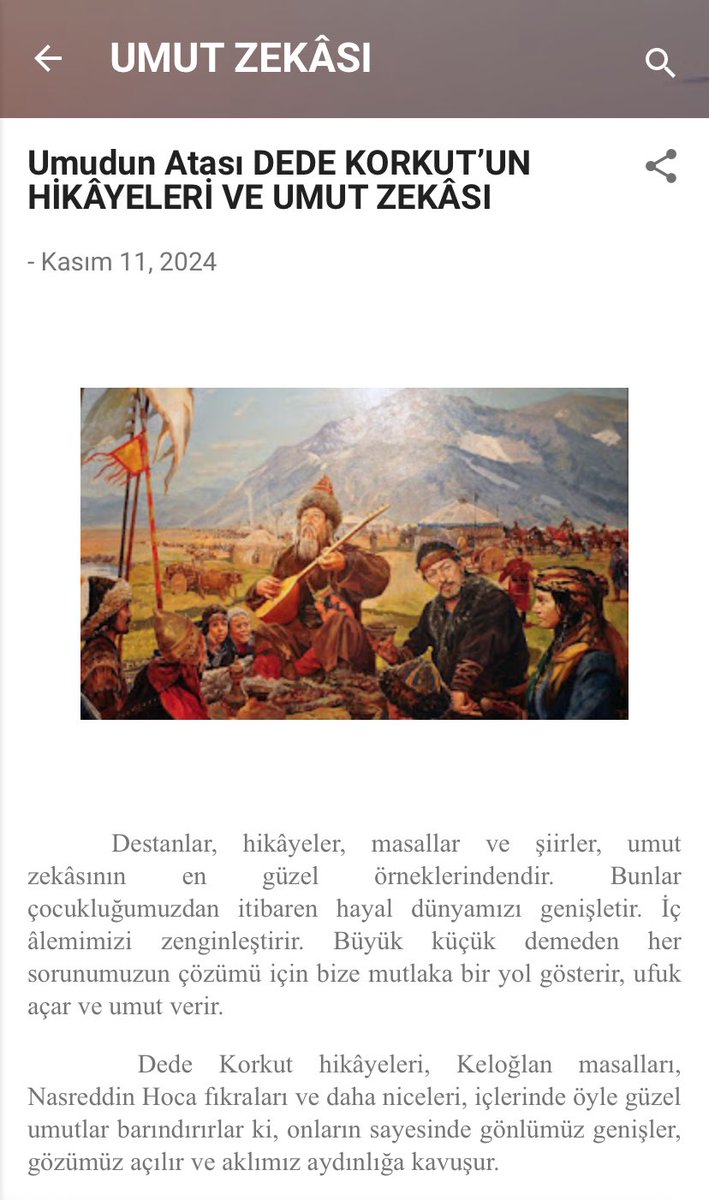 Yürek burkan, can yakan hikâyeleriyle tarihin karanlık noktalarına ışık tutan Oğuz’un Umut Atası, bütün hikâyelerin bizzat kurgucusu ve anlatıcısı olarak o dönemde yaşanan umutsuzlukları önce iliklerimize kadar hissetmemizi sağlar.

umutzekasi.blogspot.com/2024/11/destan…