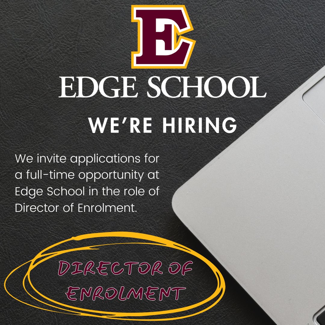 Edge School (@edgeschool) on Twitter photo The Director of Enrolment is a key member of the leadership team at Edge, providing valuable direction and insights into the development of enrolment management strategies (including both re-enrolment and new admissions).
Position details: edgeschool.com/wp-content/upl… The Director of Enrolment is a key member of the leadership team at Edge, providing valuable direction and insights into the development of enrolment management strategies (including both re-enrolment and new admissions).
Position details: edgeschool.com/wp-content/upl…
