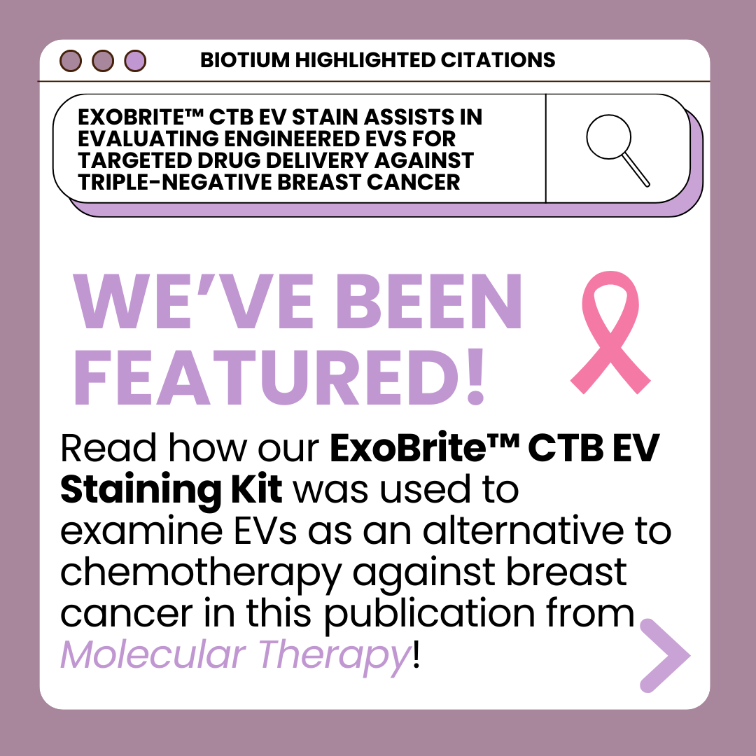 biotium's tweet photo. 📚✨ Check out our new Highlighted Citation featuring our ExoBrite™ CTB EV Stains! https://t.co/oNaibku8ta

#breastcancer #sciencearticle #scienceread #sciencepublication #sciencecompany #moleculartherapy #chemotherapy #rna #sciencefeature #extracellularvesicle #evstains https://t.co/lYKRpwWiyr