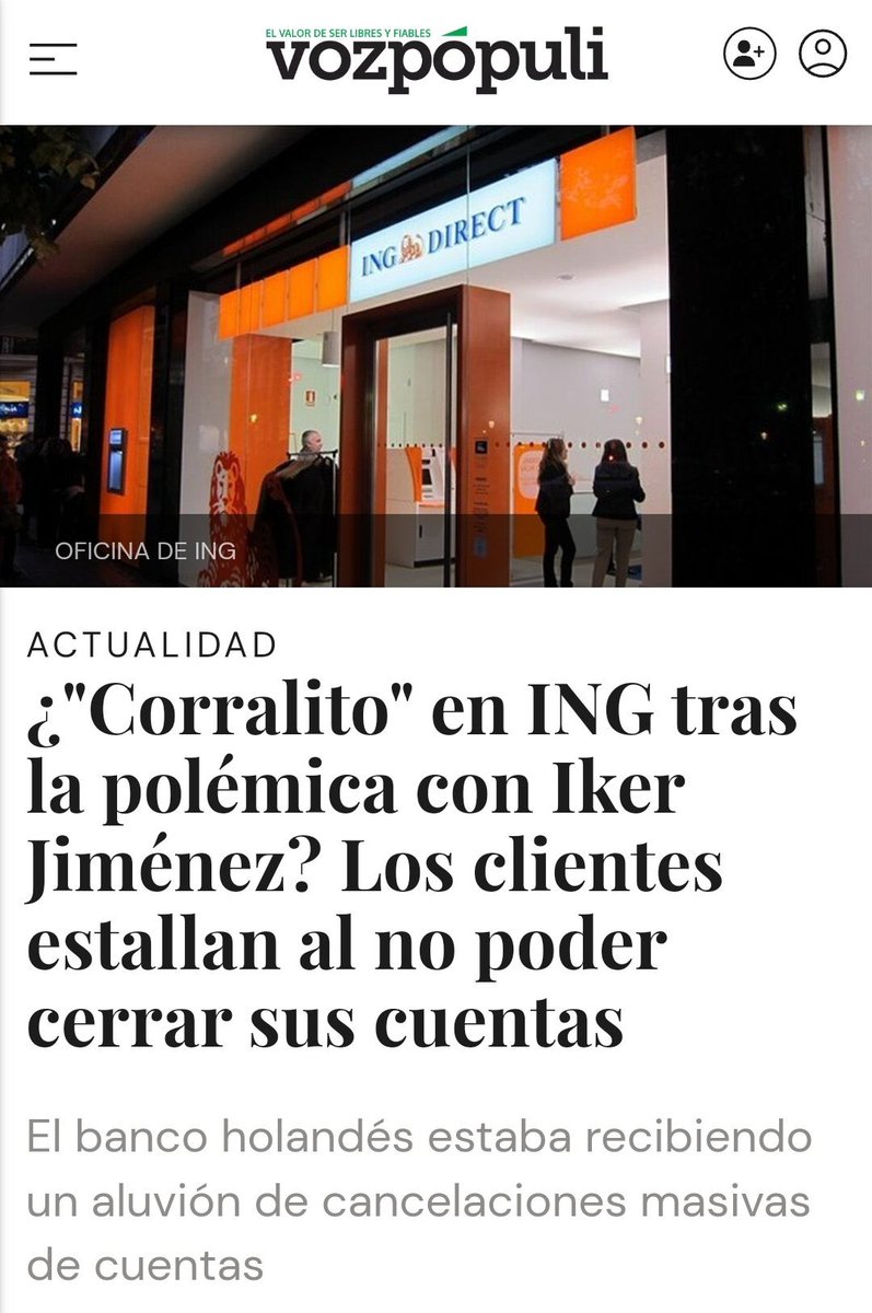 Alberto07375118's tweet photo. @ingnl You are already in the Spanish press. Poor management of your branch in Spain #Nederland #Netherlands #netherlanders https://t.co/JXQZGsjIHT