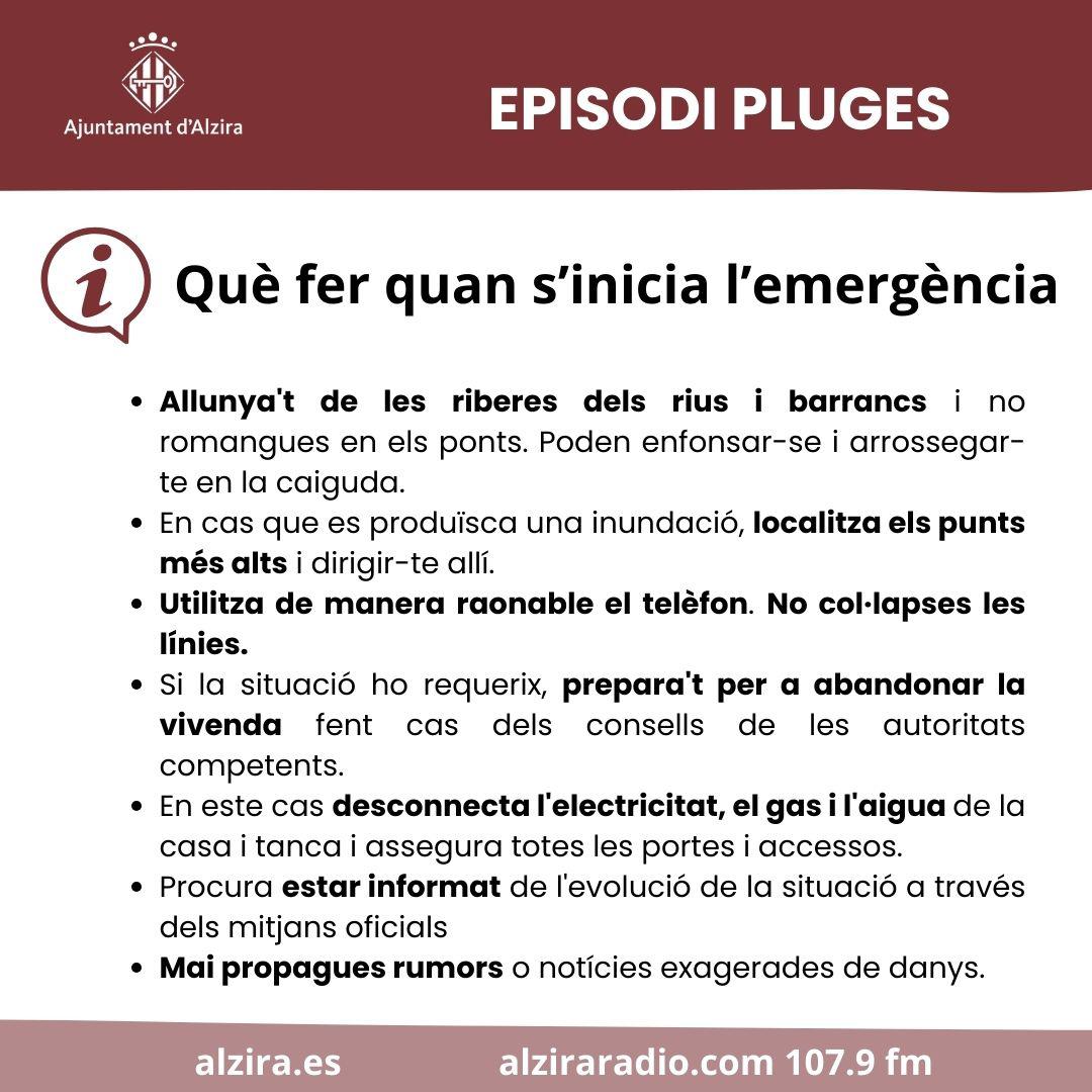 ⚠️ 📢 RECOMENDACIONES ANTE LA ACTUALIZACIÓN DE ALERTA NIVEL ROJO POR LLUVIAS 🔴

Evitad los desplazamientos con vehículo 🚗si no es estrictamente necesario en momentos de ⛈️.  En caso de hacerlo, circulad muy lentamente para no provocar el efecto de retroceso hacia las viviendas