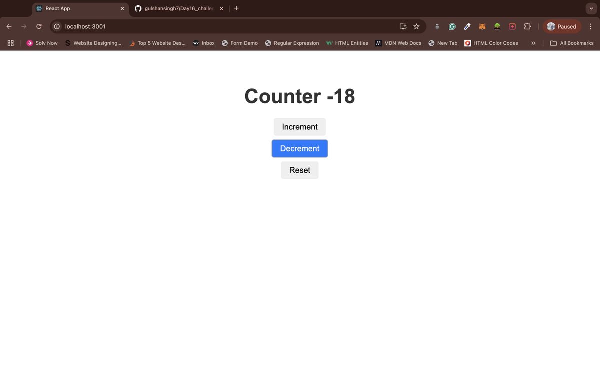 Gulshanchandr7's tweet image. Day16_challenges
#css #react #counterapp  #webdeveloper 
A counter app in React is a simple application that allows users to increment or decrement a numerical value using buttons, showcasing React&apos;s state management and event handling.

Github-repo-
github.com/gulshansingh7/…
