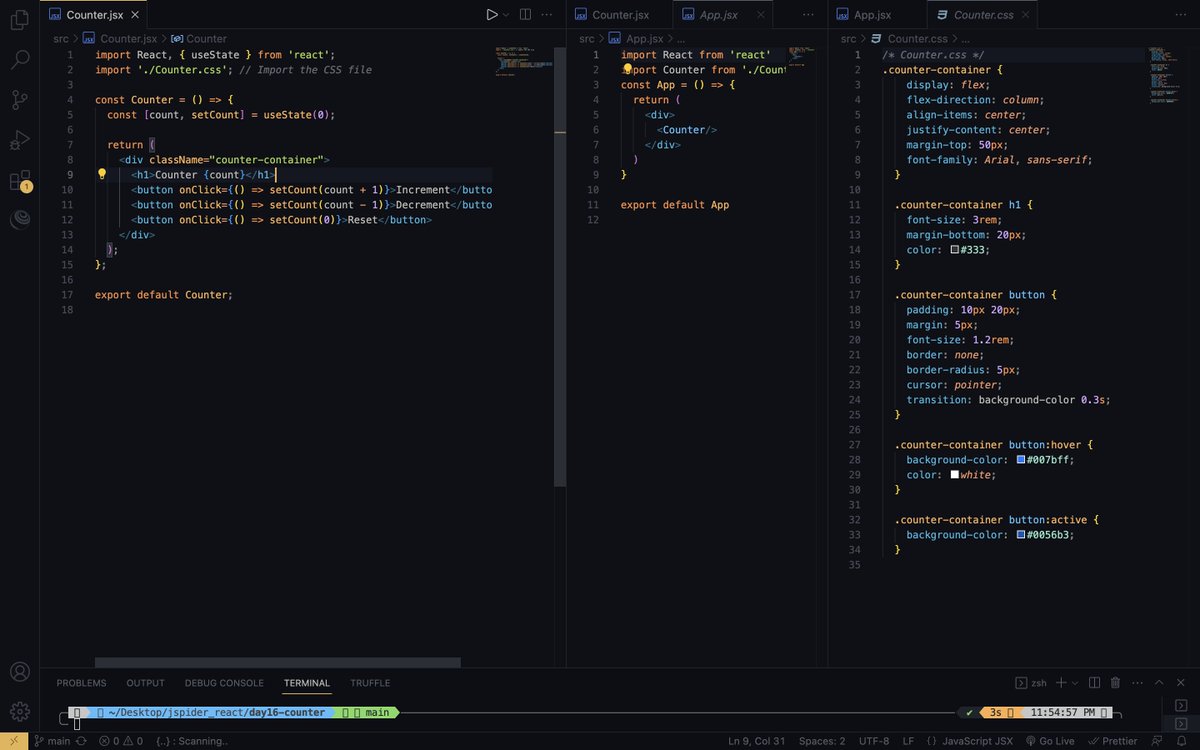 Gulshanchandr7's tweet image. Day16_challenges
#css #react #counterapp  #webdeveloper 
A counter app in React is a simple application that allows users to increment or decrement a numerical value using buttons, showcasing React&apos;s state management and event handling.

Github-repo-
github.com/gulshansingh7/…