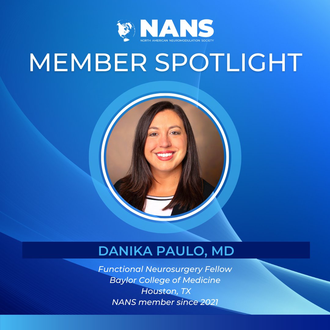 NANS Official (@nans_ion) on Twitter photo 🌟Join us in congratulating our November Member Spotlight, <a href="/danikapaulomd/">Danika Paulo</a>! 👏 She is a functional #neurosurgery fellow at <a href="/bcmhouston/">BCMHouston</a>, specializing in surgical interventions to help patients with movement and psychiatric disorders and pain. 🧠
Read more: neuromodulation.org/member-paulo.h… 🌟Join us in congratulating our November Member Spotlight, <a href="/danikapaulomd/">Danika Paulo</a>! 👏 She is a functional #neurosurgery fellow at <a href="/bcmhouston/">BCMHouston</a>, specializing in surgical interventions to help patients with movement and psychiatric disorders and pain. 🧠
Read more: neuromodulation.org/member-paulo.h…