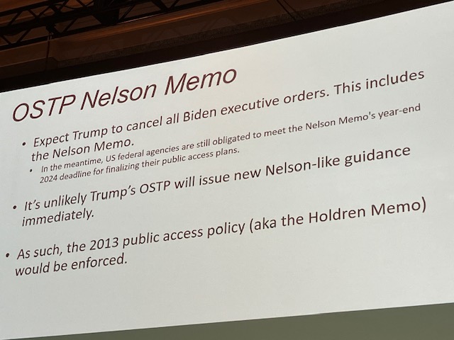 frankhellwig's tweet photo. Nelson memo likely to be cancelled. possibly couple of agencies to go ahead with immediate access mandates anyways https://t.co/1I9gx4uLHl #openaccess #ChsConf24 https://t.co/by4GuMN8rZ