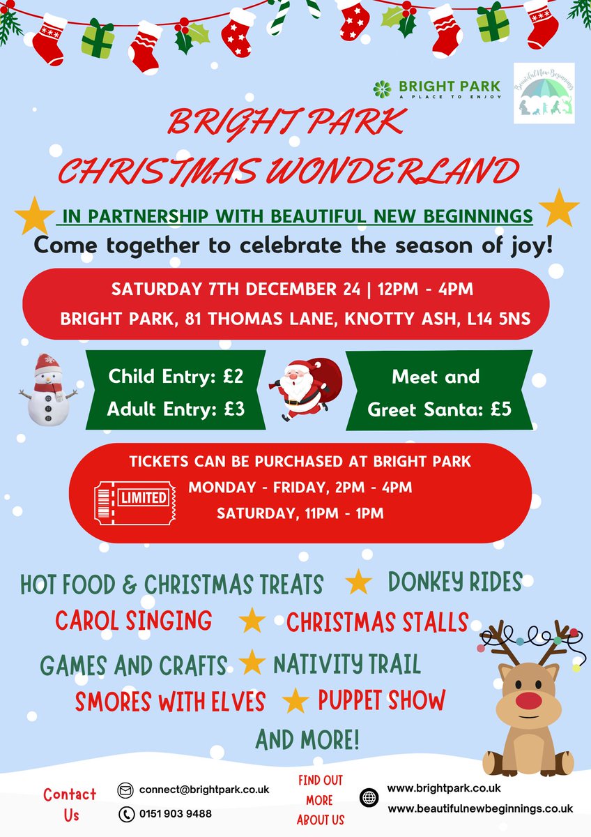Bright Park Liverpool (@brightparkl14) on Twitter photo Join us for Bright Park’s Christmas Wonderland, in partnership with <a href="/BNBeginnings/">Beautiful New Beginnings</a> ! ✨🎄
🎟 Limited tickets So get them whilst you can!
Bring your loved ones & let’s celebrate the season together! Join us for Bright Park’s Christmas Wonderland, in partnership with <a href="/BNBeginnings/">Beautiful New Beginnings</a> ! ✨🎄
🎟 Limited tickets So get them whilst you can!
Bring your loved ones & let’s celebrate the season together!