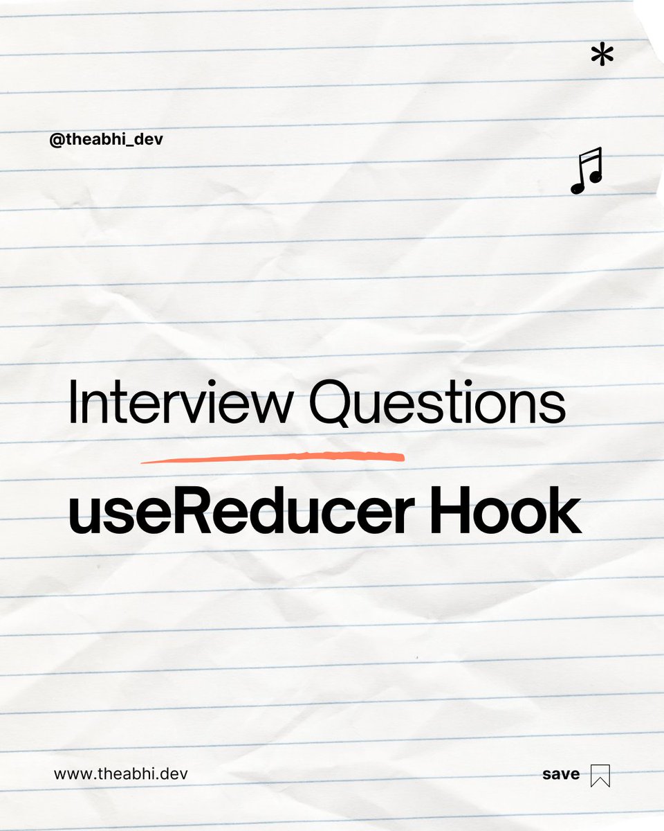 theabhi_dev's tweet image. Brush up your React skills with these key interview questions about useReducer. 💬 Perfect for acing your next React interview or improving your understanding of complex state handling. #ReactInterviews #useReducer #ReactQuestions 1/2
