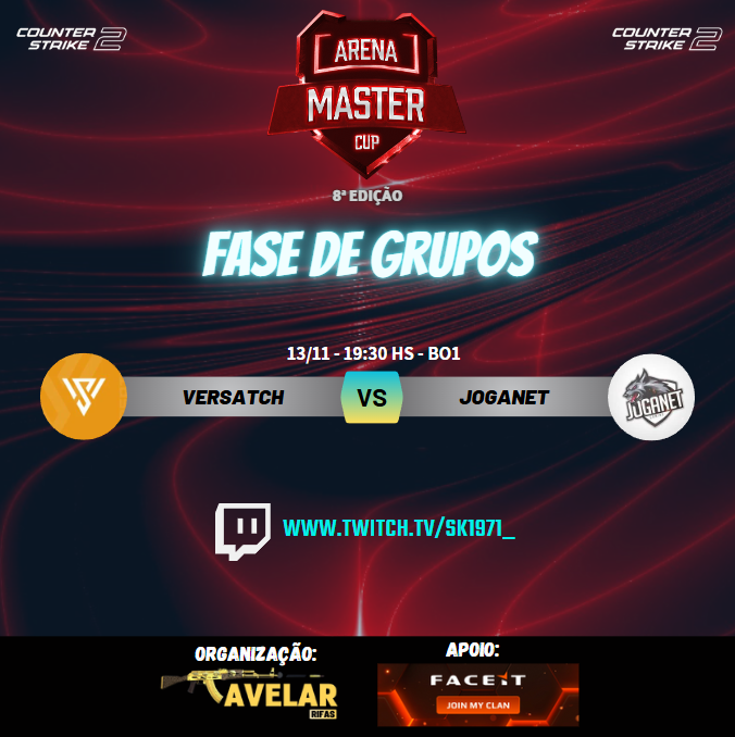 Julioavelarr27's tweet photo. 📢 DIA DE ARENA MASTER CUP CS 2.

Dia de Jogos!!! 

LINK DAS LIVES:

📺 | https://t.co/AMQ9bxv43S

📺 |https://t.co/c2feQFz6Lo

📺 | https://t.co/1H7bJ9lpxW

Venham acompanhar conosco essa quarta feira repleta de games!

@Chapeesports  @alvaroluaan @Coxafps @FACEITBrasil @FACEIT https://t.co/DVfbka9kD7