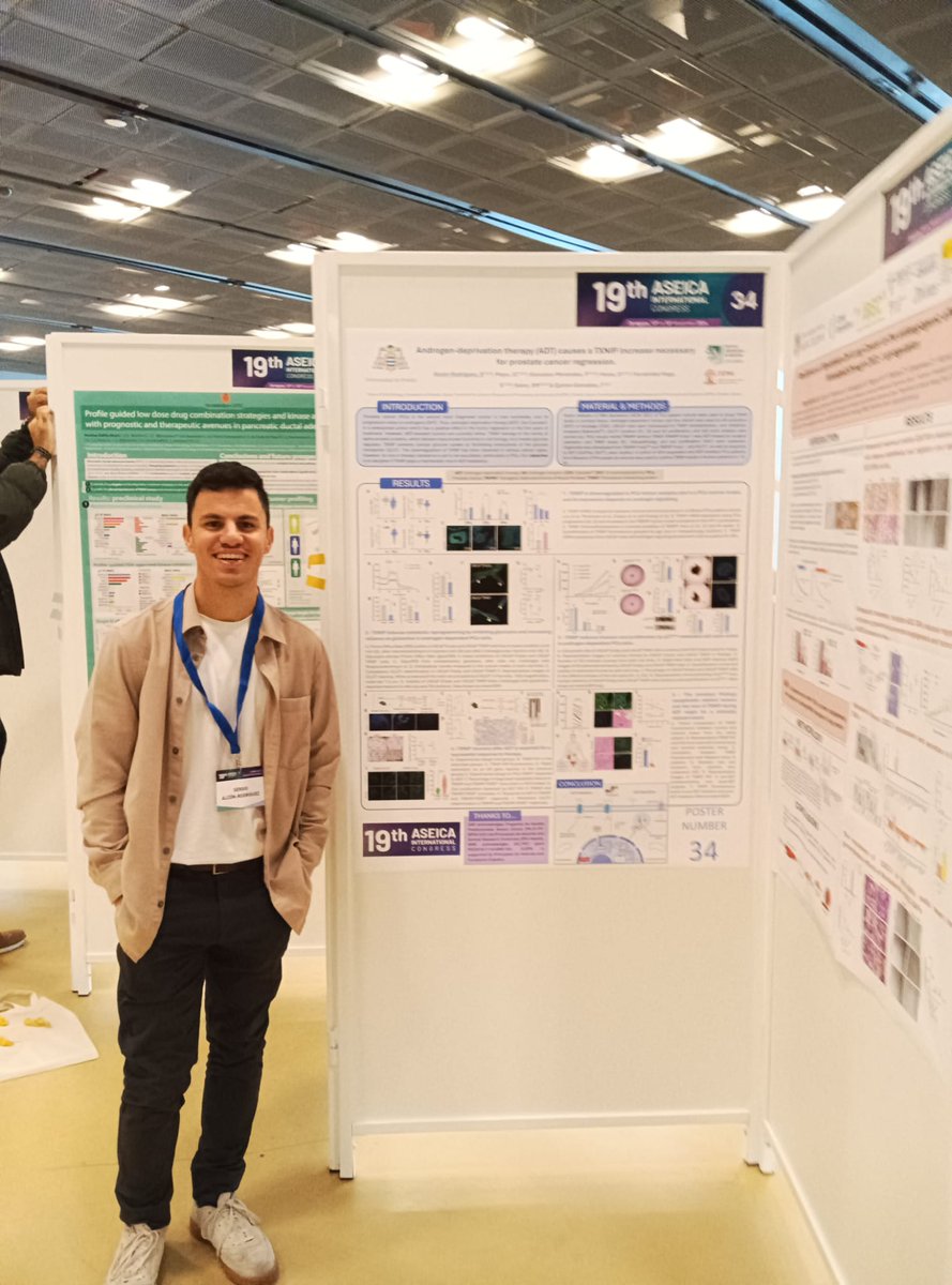 SergioARgz's tweet photo. Super happy and proud to be presenting at #ASEICACongress two of our research lines regarding TXNIP's control of metabolism of cancer cells and in the tumor microenvironment rearrangement associated with the development of hormone-resistance in prostate cancer 😄🔬 @bioxgroup https://t.co/lFHAFxUxNy