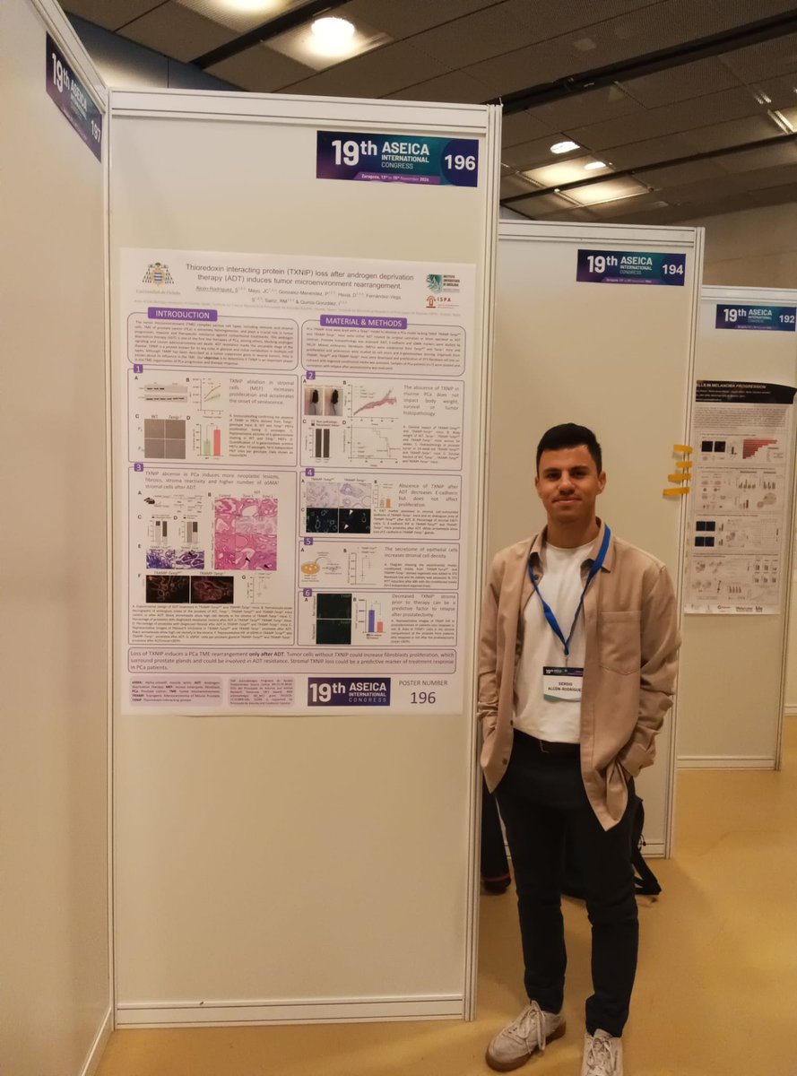 SergioARgz's tweet photo. Super happy and proud to be presenting at #ASEICACongress two of our research lines regarding TXNIP's control of metabolism of cancer cells and in the tumor microenvironment rearrangement associated with the development of hormone-resistance in prostate cancer 😄🔬 @bioxgroup https://t.co/lFHAFxUxNy