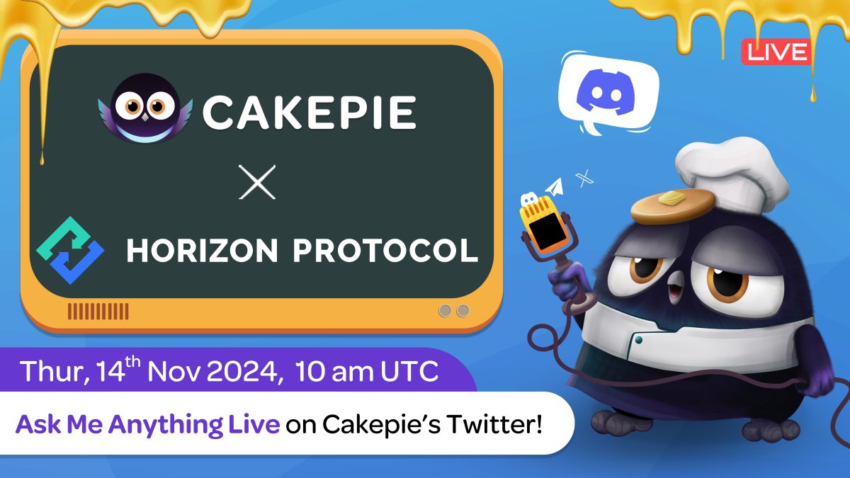 ama_tracker's tweet photo. 🔗Don't miss AMA session from @Cakepiexyz_io with @HorizonProtocol!
#Cakepie is a state-of-the-art SubDAO by @magpiexyz_io to bolster the long term sustainability of @PancakeSwap.
#Horizon Protocol is a decentralized derivatives trading and liquidity protocol that provides decentralized access to the real-world economy through synthetic assets.
📅 November 14, 2 PM UTC
📌https://t.co/wnvcASYExt
#AmaTracker