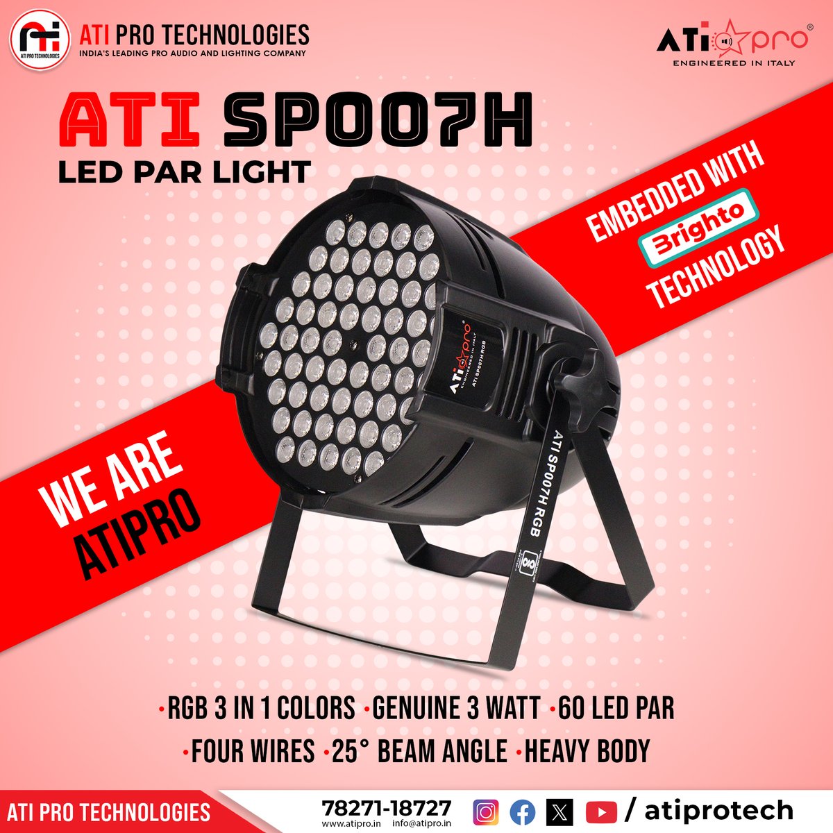 atiprotech's tweet image. Ati SP007 H Led Par Light - vibrant colors, energy-efficient and Brighto Technology

* RGB 3 in 1 Colors
* Genuine 3 Watt
* 60 Led Par
* Four Wires
* 25° Beam angle
* Heavy Body

#atiprotechnologies #SP007H #ledparlight #parlight #djlight #djlightindia #dj #lightsetup