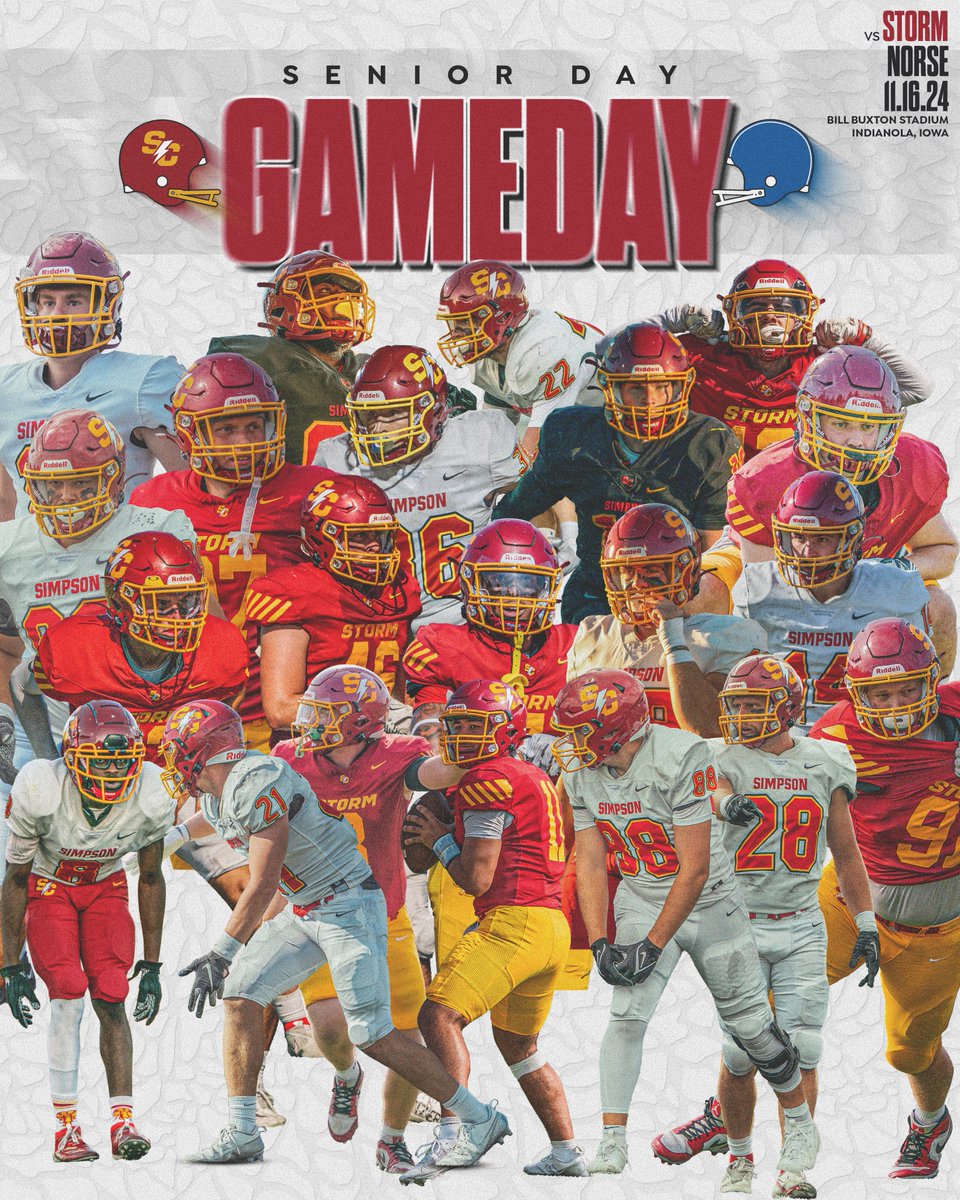 Senior Day Game Day!! 

🆚 Luther College
📍Indianola, Iowa  
🏟️ Bill Buxton Stadium
🕐 1:00 pm CST

linktr.ee/simpsonfootball 

#rollriversFB |  #d3fb