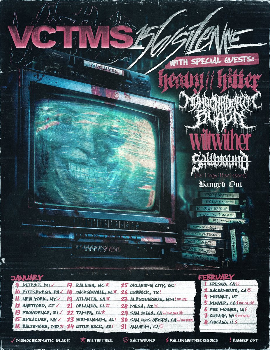 WINTER 2025 ❄️ 
w/ 156/Silence &amp; Heavy//Hitter 

+ Saltwound, Monochromatic Black, Wiltwither, fallingwithscissors, and Banged Out on select dates.