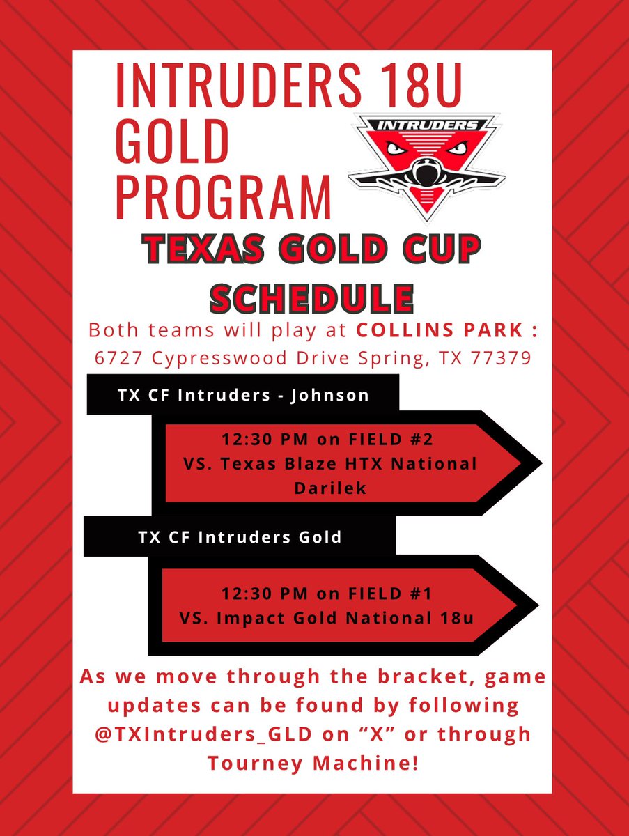 See below for information on the Texas Gold Cup this weekend. As we move through the bracket follow along here for information!