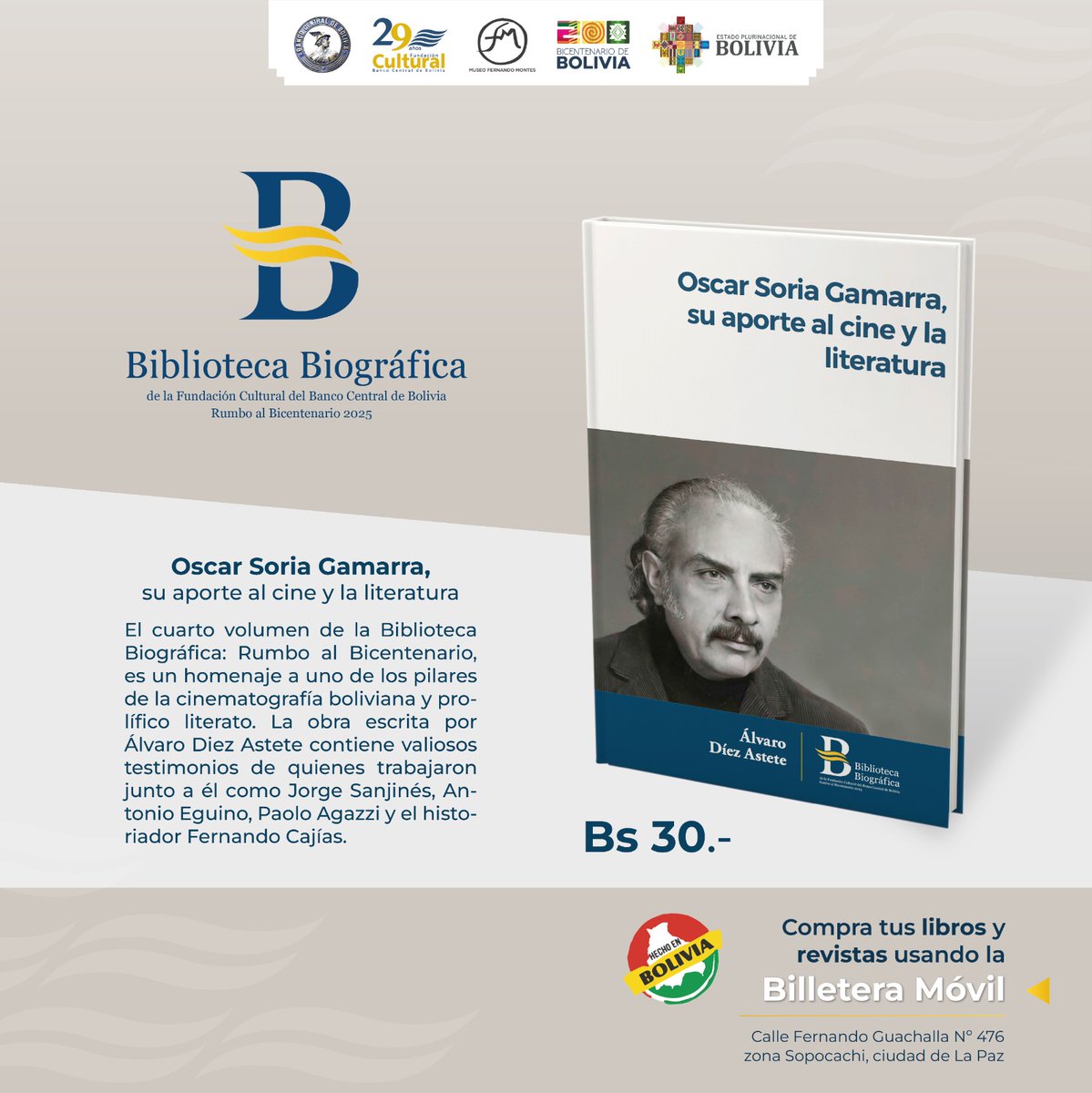 #FCBCB| 𝑩𝒊𝒃𝒍𝒊𝒐𝒕𝒆𝒄𝒂 𝑩𝒊𝒐𝒈𝒓𝒂́𝒇𝒊𝒄𝒂 𝒅𝒆 𝒍𝒂 𝑭𝑪-𝑩𝑪𝑩 𝑹𝒖𝒎𝒃𝒐 𝒂𝒍 𝑩𝒊𝒄𝒆𝒏𝒕𝒆𝒏𝒂𝒓𝒊𝒐 2025 - 𝑶𝒔𝒄𝒂𝒓 𝑺𝒐𝒓𝒊𝒂 𝑮𝒂𝒎𝒂𝒓𝒓𝒂

#LaCulturaNosUne
#UnidosRumboAlBicentenario
#SomosUnPaisEstable