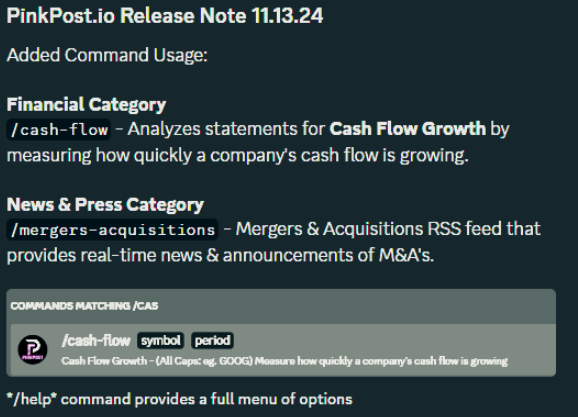 PinkPostBot's tweet photo. A quick search for /mergers-acquisitions will pull the most recently available companies involved in these mergers &amp; acquisitions.
#PinkPostBot #PinkPost $SPY $IPXX $ATMV $PORT https://t.co/TL9aLUHgz9