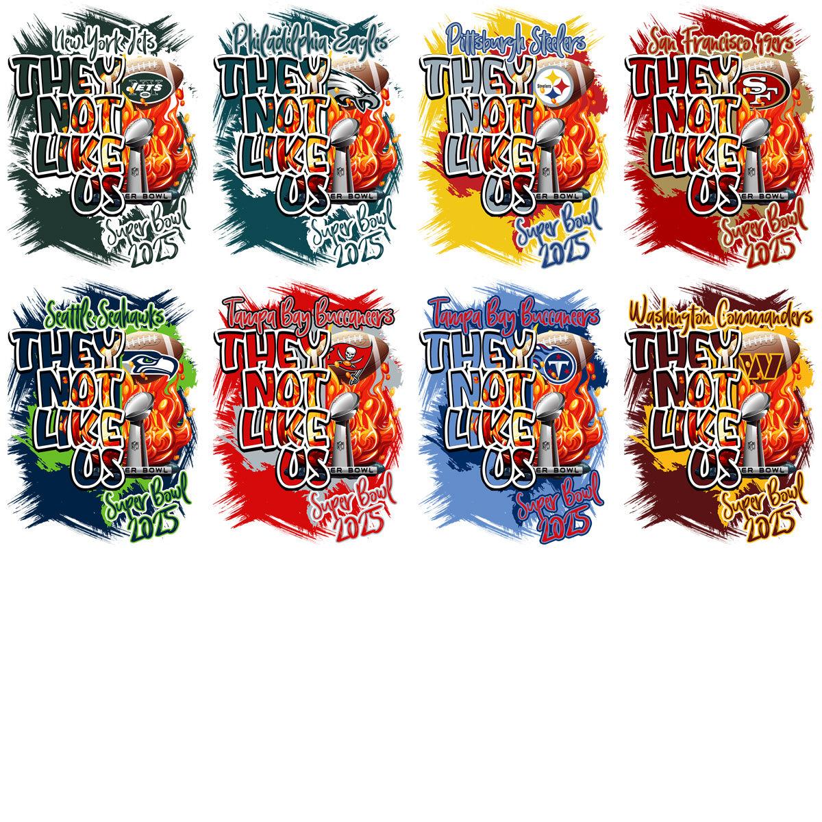 PacksDesigns's tweet image. 🏈 Touchdown with creativity! Our &quot;32 THEY NOT LIKE US Super Bowl 2025 Football Teams Designs Bundle&quot; is here to elevate your game day spirit. 🎉 Get high-quality PNG and PSD files for just $13.99! Don&apos;t miss out - #SuperBowl2025 #FootballDesigns #CreativeBundle