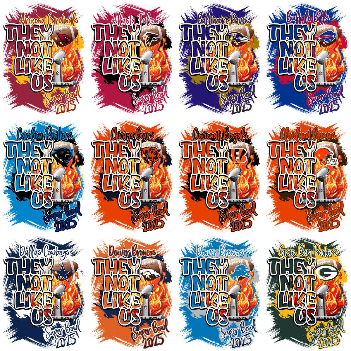 PacksDesigns's tweet image. 🏈 Touchdown with creativity! Our &quot;32 THEY NOT LIKE US Super Bowl 2025 Football Teams Designs Bundle&quot; is here to elevate your game day spirit. 🎉 Get high-quality PNG and PSD files for just $13.99! Don&apos;t miss out - #SuperBowl2025 #FootballDesigns #CreativeBundle