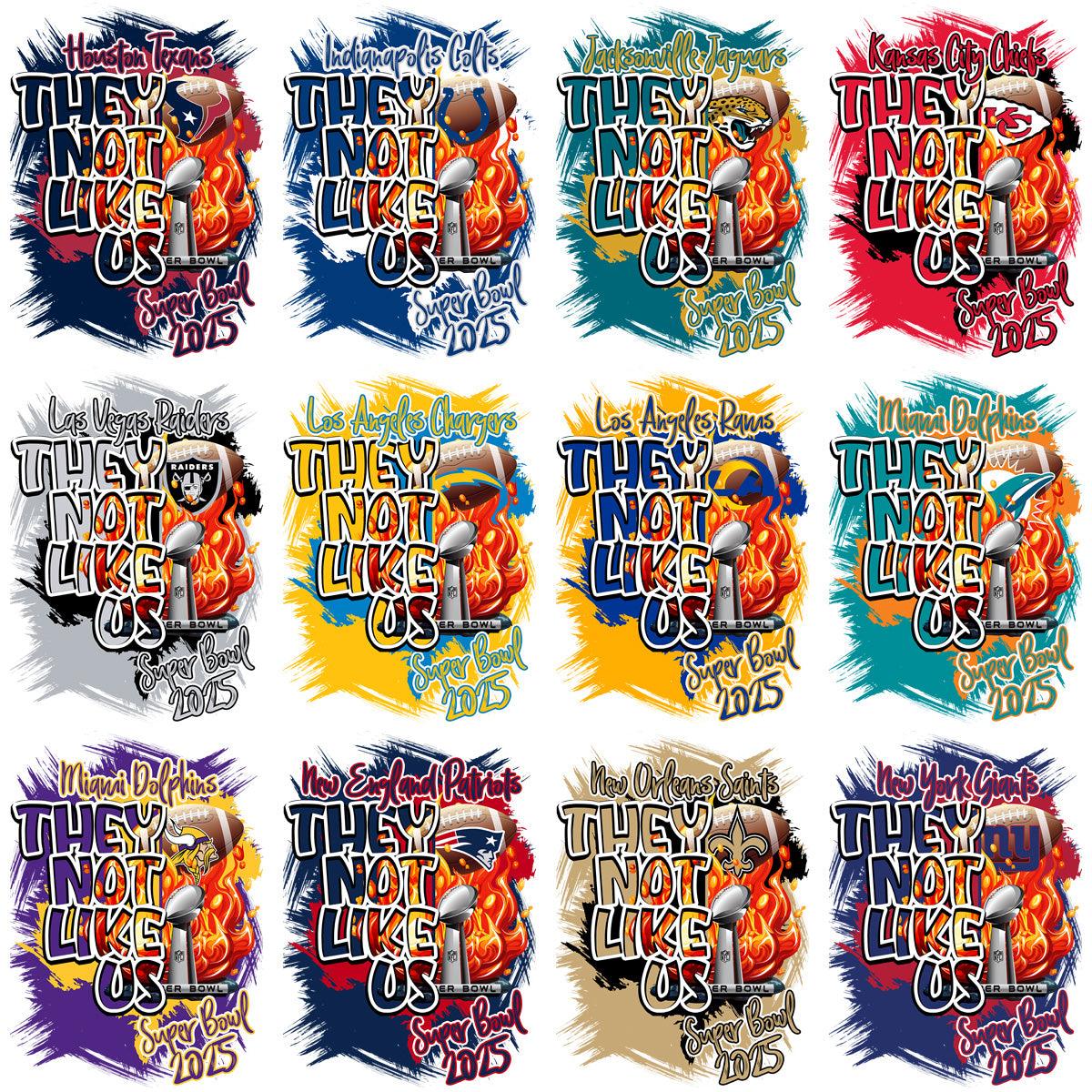 PacksDesigns's tweet image. 🏈 Touchdown with creativity! Our &quot;32 THEY NOT LIKE US Super Bowl 2025 Football Teams Designs Bundle&quot; is here to elevate your game day spirit. 🎉 Get high-quality PNG and PSD files for just $13.99! Don&apos;t miss out - #SuperBowl2025 #FootballDesigns #CreativeBundle