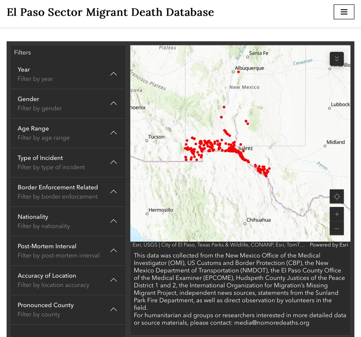 cnolin's tweet photo. Significant database obtained by @NoMoreDeaths
#HastaEncontrarlos #Desaparecidos #TheDisappeared #SurvivalMigration https://t.co/xxvw5FJC5y