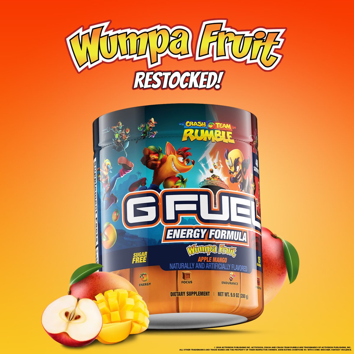 🍎🥭WUMPA FRUIT GIVEAWAY 

🥭 LIKE + FOLLOW TO WIN A TUB

🥭 Wumpa Fruit is BACK IN STOCK!

👟 COLLECT YOURS: gfuel.ly/wumpa-restock-x